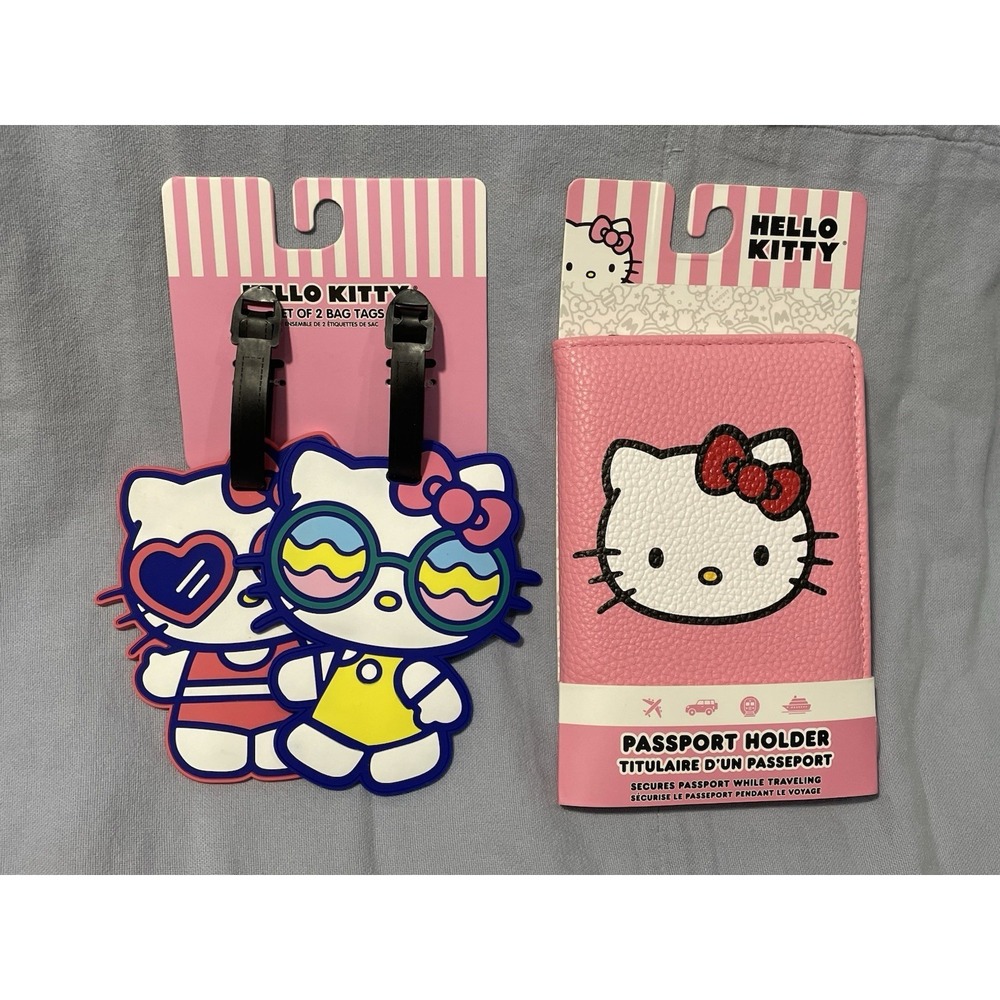 NEW Sanrio Hello Kitty Pink Passport Holder & Set of 2 Cute Luggage‎ Tags